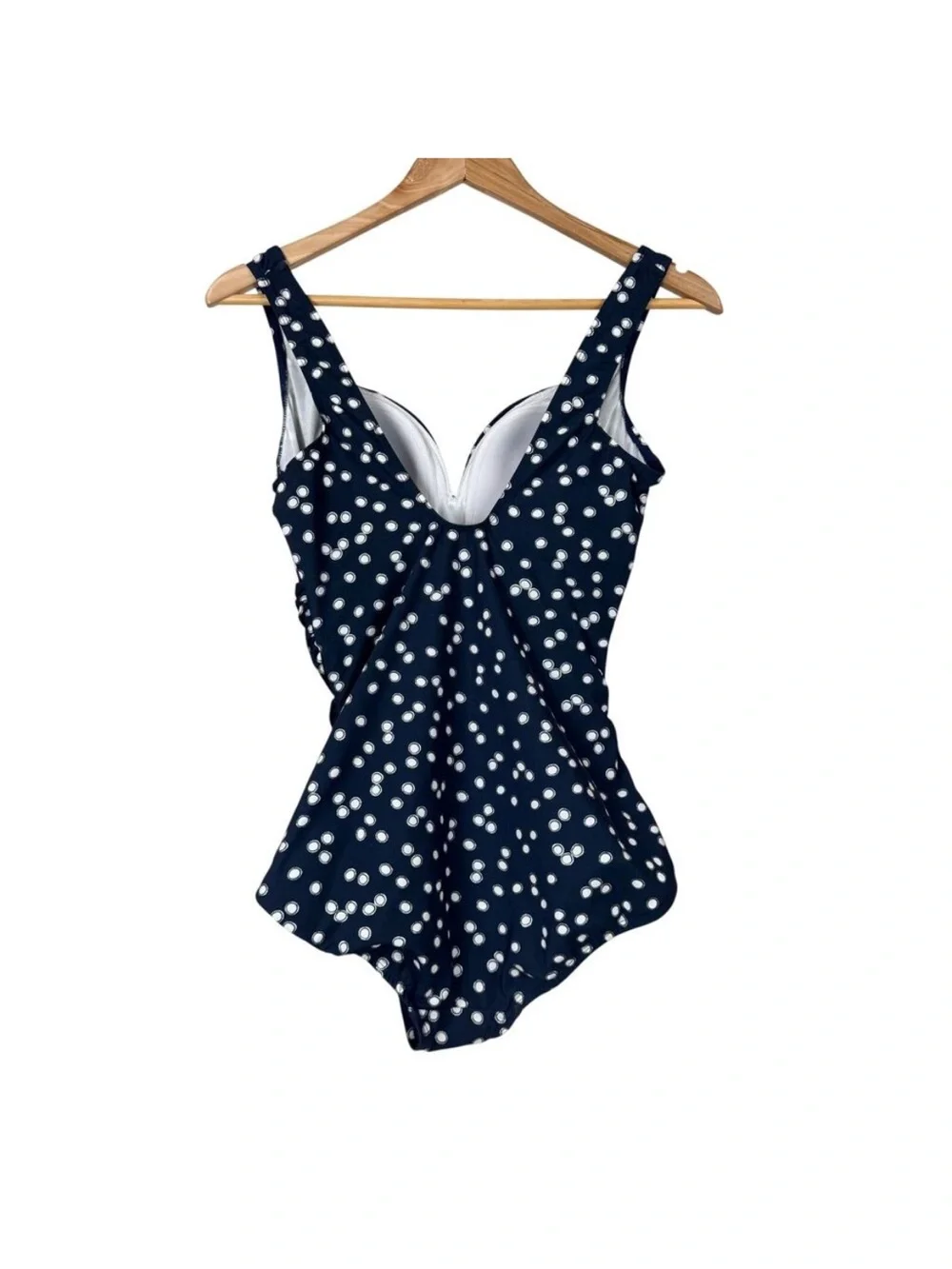 Miraclesuit Navy and White Polka Dot One-Piece Swimsuit